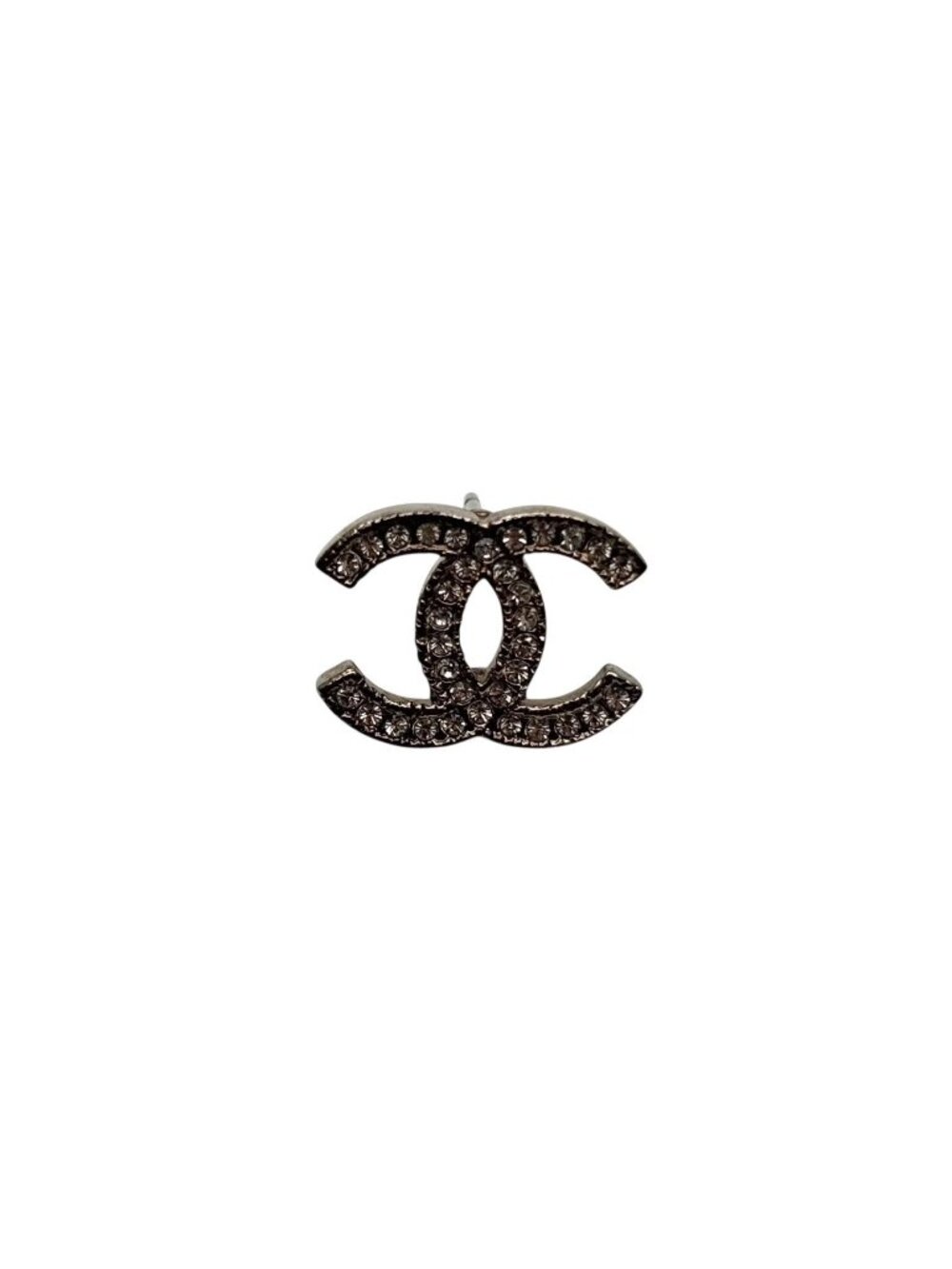 Chanel CC Logo Silver Rhinestone Earrings - Picture 2 of 7